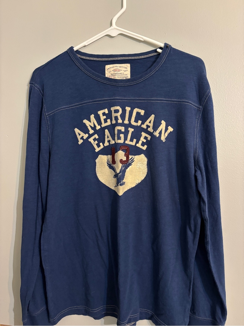 American Eagle Outfitters Navy Blue Graphic Long-Sleeve